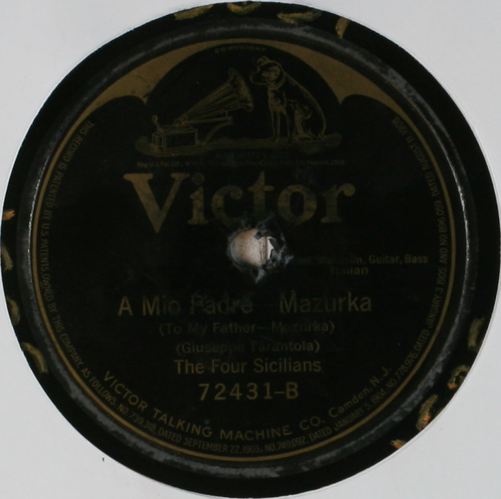 Victor matrix B-22721. A mio padre mazurka / The Four Sicilians -  Discography of American Historical Recordings